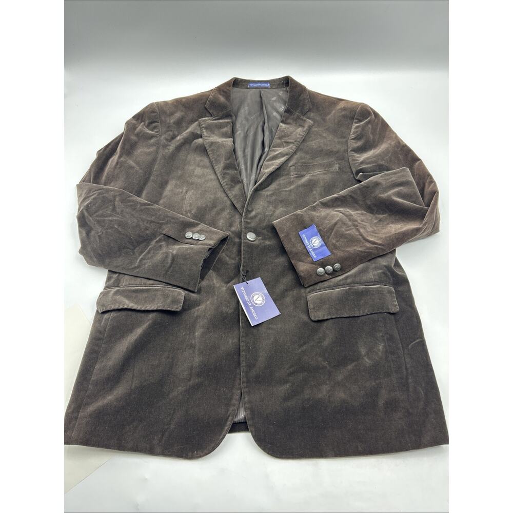 Vittorio St. Angelo Velvet Velour Dark Brown Blazer Men’s Size 44L NEW